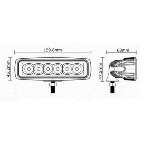 Phare de travail LED - 6 x LED